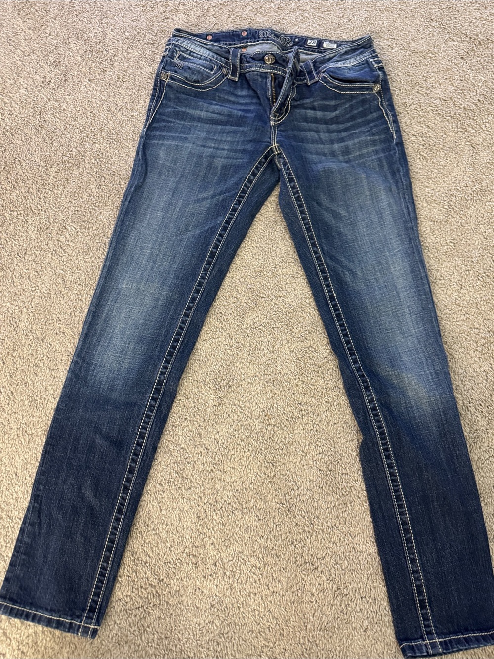 Miss Me Skinny Jeans in Medium Dark Blue Wash